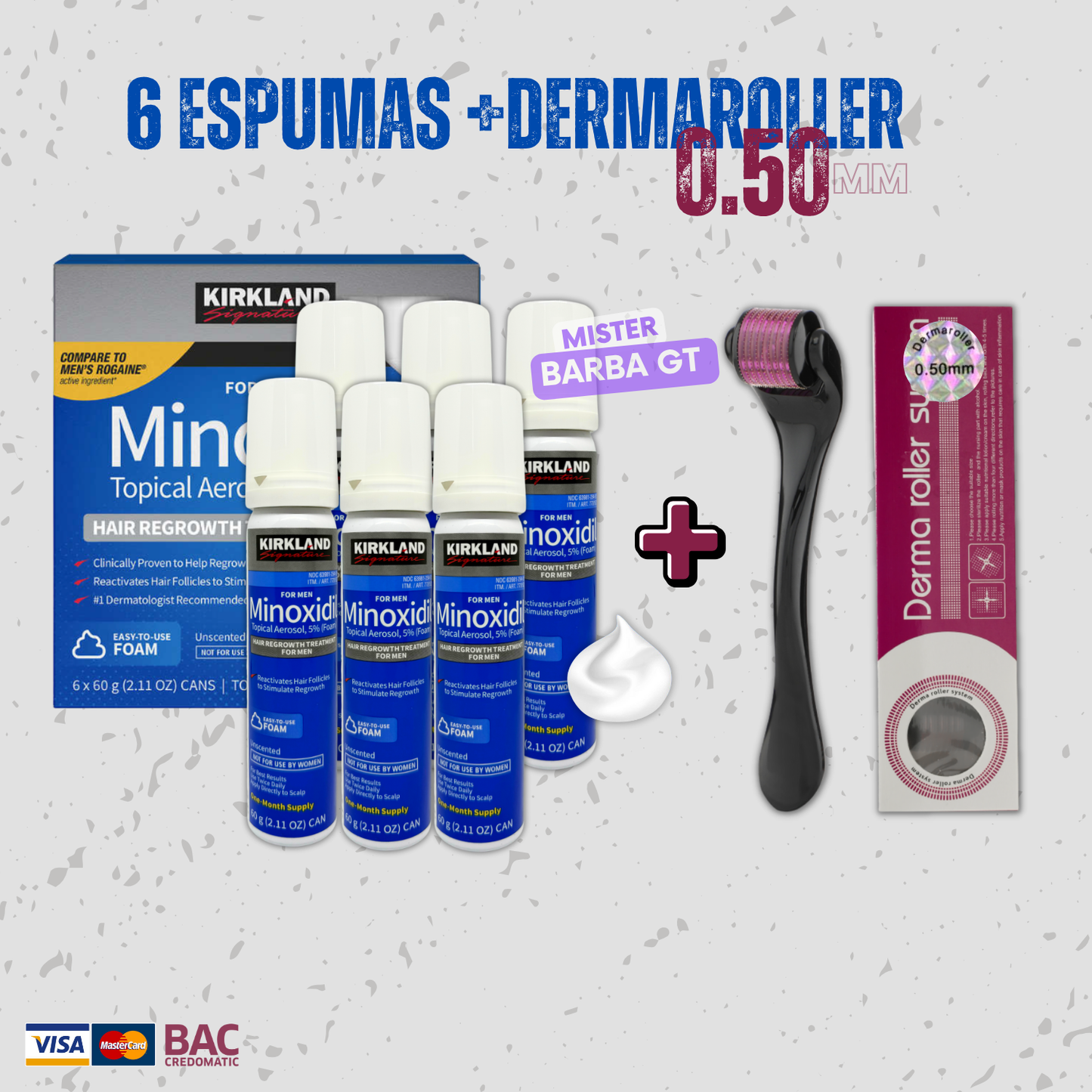 6 ESPUMAS+DERMAROLLER 0.50 MM.