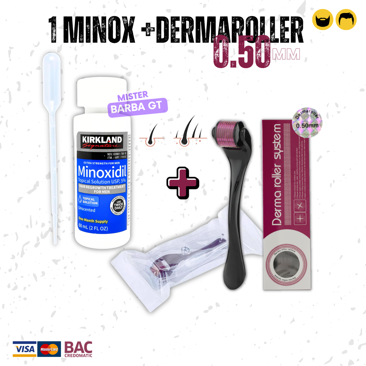 1 Minoxidil  + Dermaroller 0.5 mm.