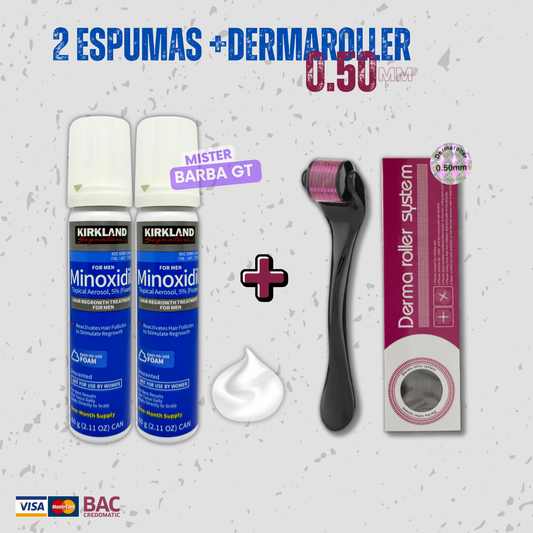 2 Espumas + Dermaroller 0.5 mm.
