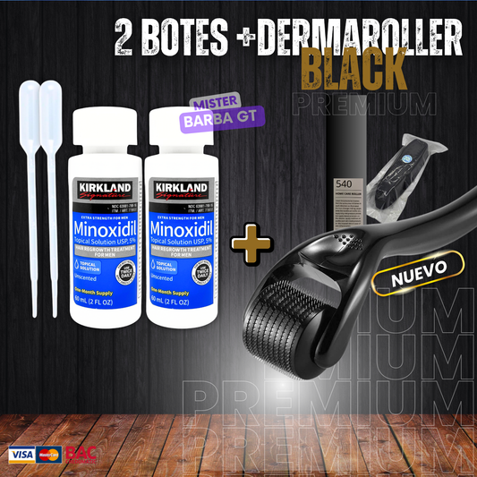2 Minoxidil  + Dermaroller BLACK PREMIUM