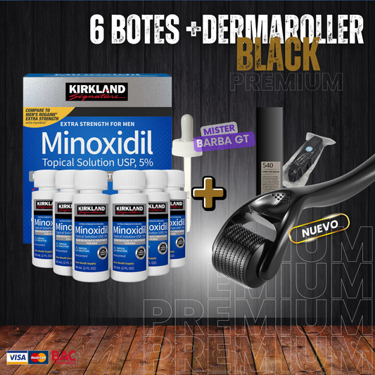 6 Minoxidil  + Dermaroller BLACK PREMIUM